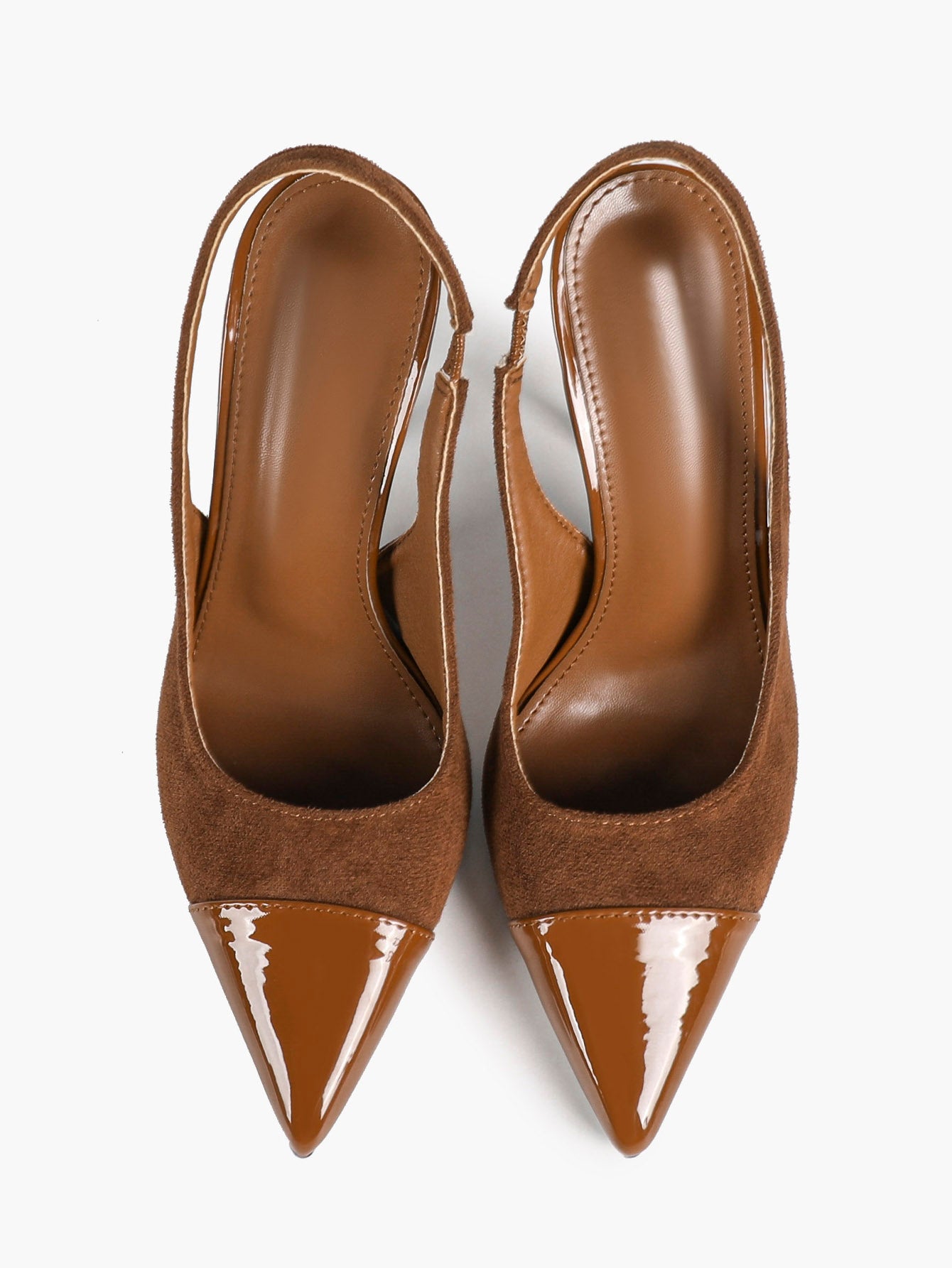 Brown Suede Pointed Toe Slingback Stiletto Chic Heels Dress Date Night