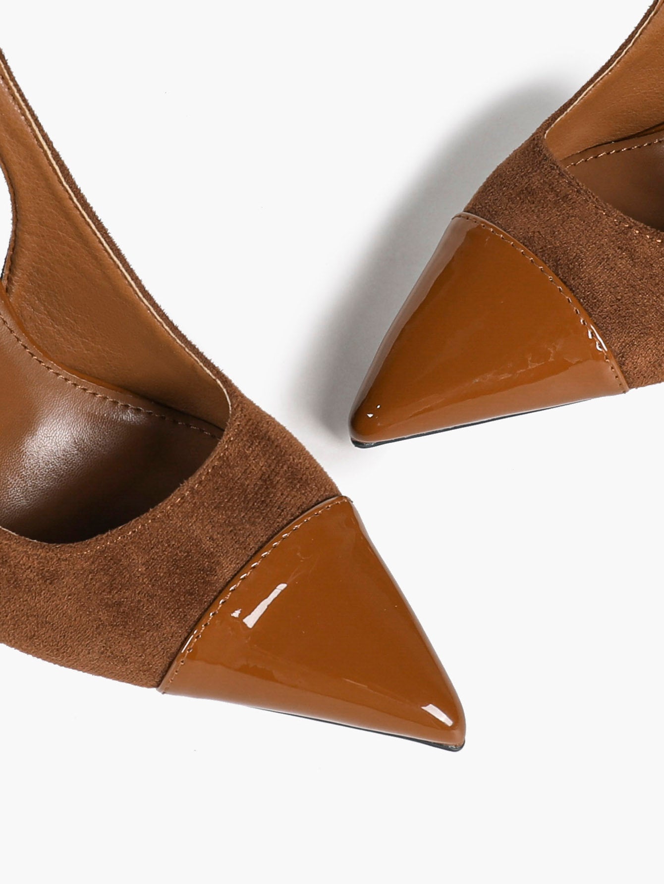 Brown Suede Pointed Toe Slingback Stiletto Chic Heels Dress Date Night
