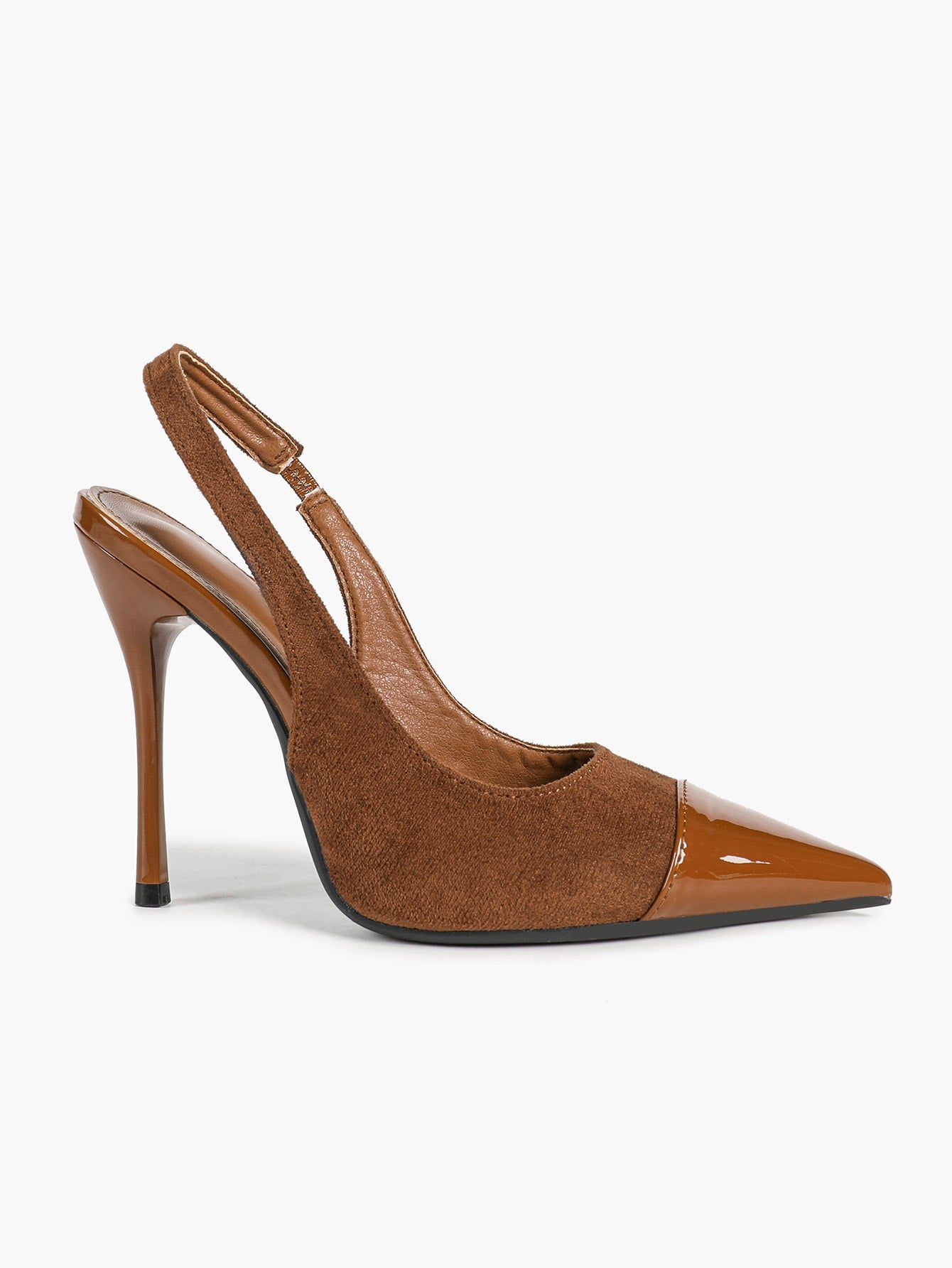 Brown Suede Pointed Toe Slingback Stiletto Chic Heels Dress Date Night