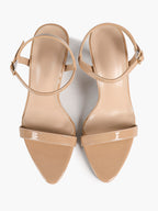 Women's Nude Strap Ankle Strap Sandals Flared Block Heels Daily Wear Date Night