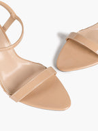 Women's Nude Strap Ankle Strap Sandals Flared Block Heels Daily Wear Date Night