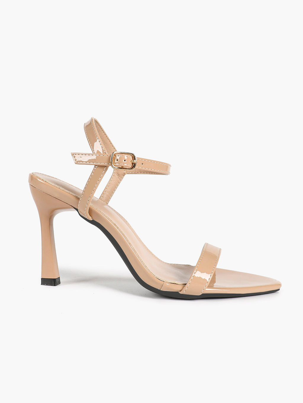 Women's Nude Strap Ankle Strap Sandals Flared Block Heels Daily Wear Date Night