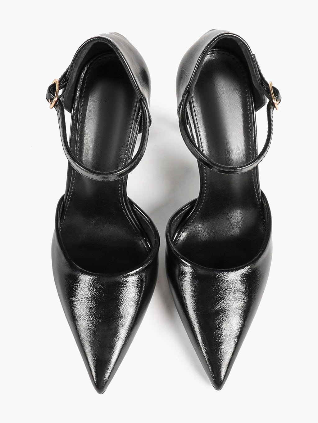 Women's Ankle Strap Heels Pointed Toe Side Cutout Stiletto Classic Pumps Elegant Dress Shoes Formal Event