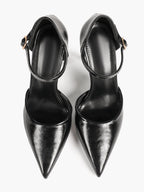 Women's Ankle Strap Heels Pointed Toe Side Cutout Stiletto Classic Pumps Elegant Dress Shoes Formal Event