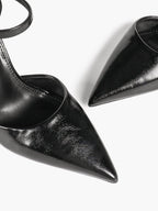 Women's Ankle Strap Heels Pointed Toe Side Cutout Stiletto Classic Pumps Elegant Dress Shoes Formal Event
