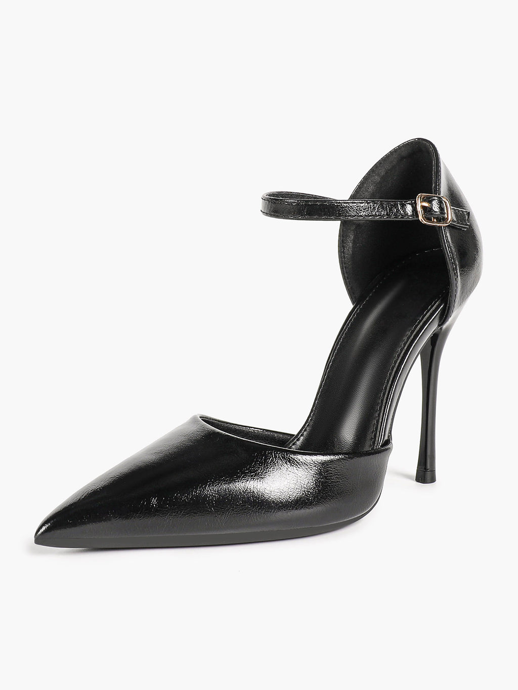 Women's Ankle Strap Heels Pointed Toe Side Cutout Stiletto Classic Pumps Elegant Dress Shoes Formal Event