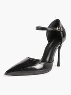 Women's Ankle Strap Heels Pointed Toe Side Cutout Stiletto Classic Pumps Elegant Dress Shoes Formal Event
