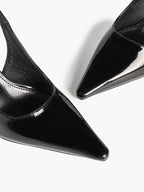 Women's Black Slingback Heels Pointed Toe Flared Heel Pumps Office Formal Event Daily Wear