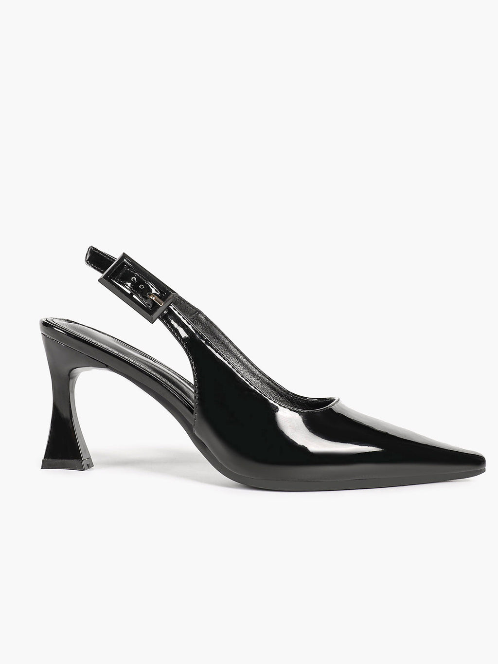 Women's Black Slingback Heels Pointed Toe Flared Heel Pumps Office Formal Event Daily Wear