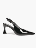 Women's Black Slingback Heels Pointed Toe Flared Heel Pumps Office Formal Event Daily Wear