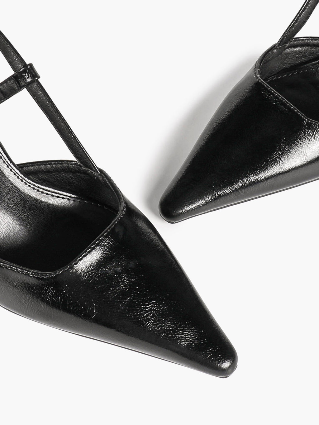 Black Pointed Toe Slingback Pumps Adjustable Buckle Flared High Heel Mules for Daily Office Evening Wear