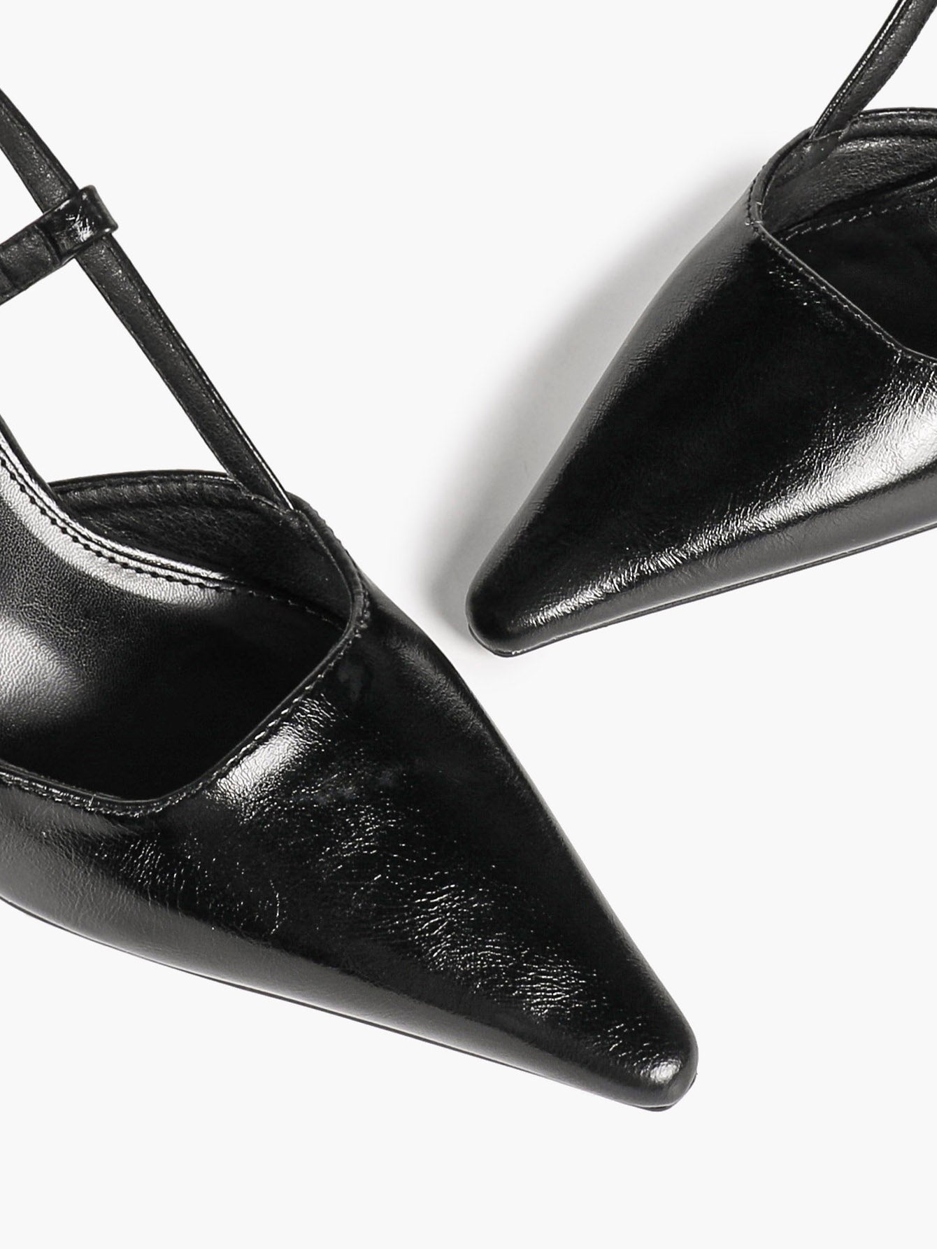 Black Pointed Toe Slingback Pumps Adjustable Buckle Flared High Heel Mules for Daily Office Evening Wear