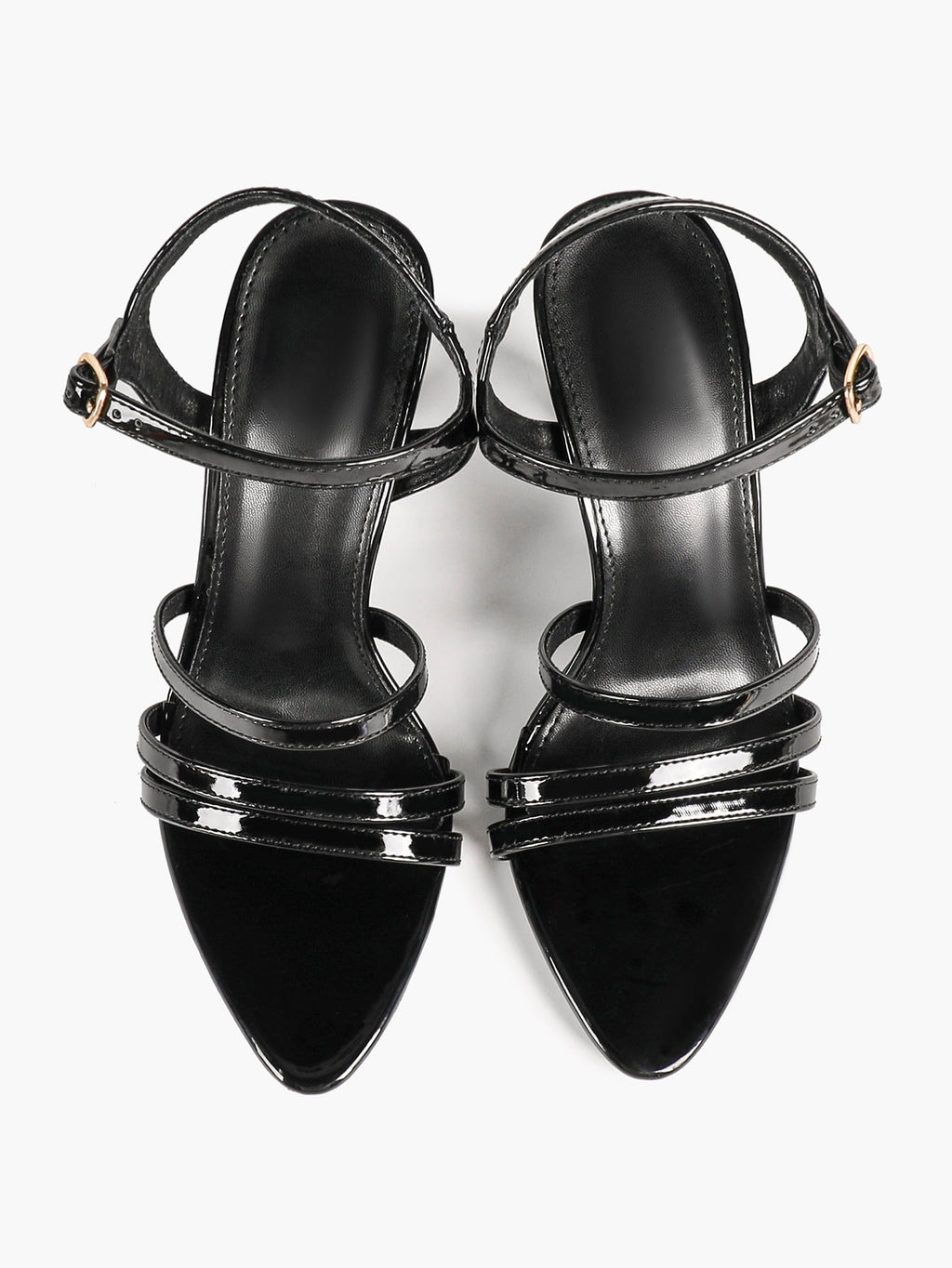 Women's Black Multi‑Strap Ankle Strap Sandals Stiletto High Heels Elegant Dress Shoes for Party Date Night