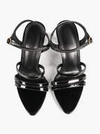 Women's Black Multi‑Strap Ankle Strap Sandals Stiletto High Heels Elegant Dress Shoes for Party Date Night