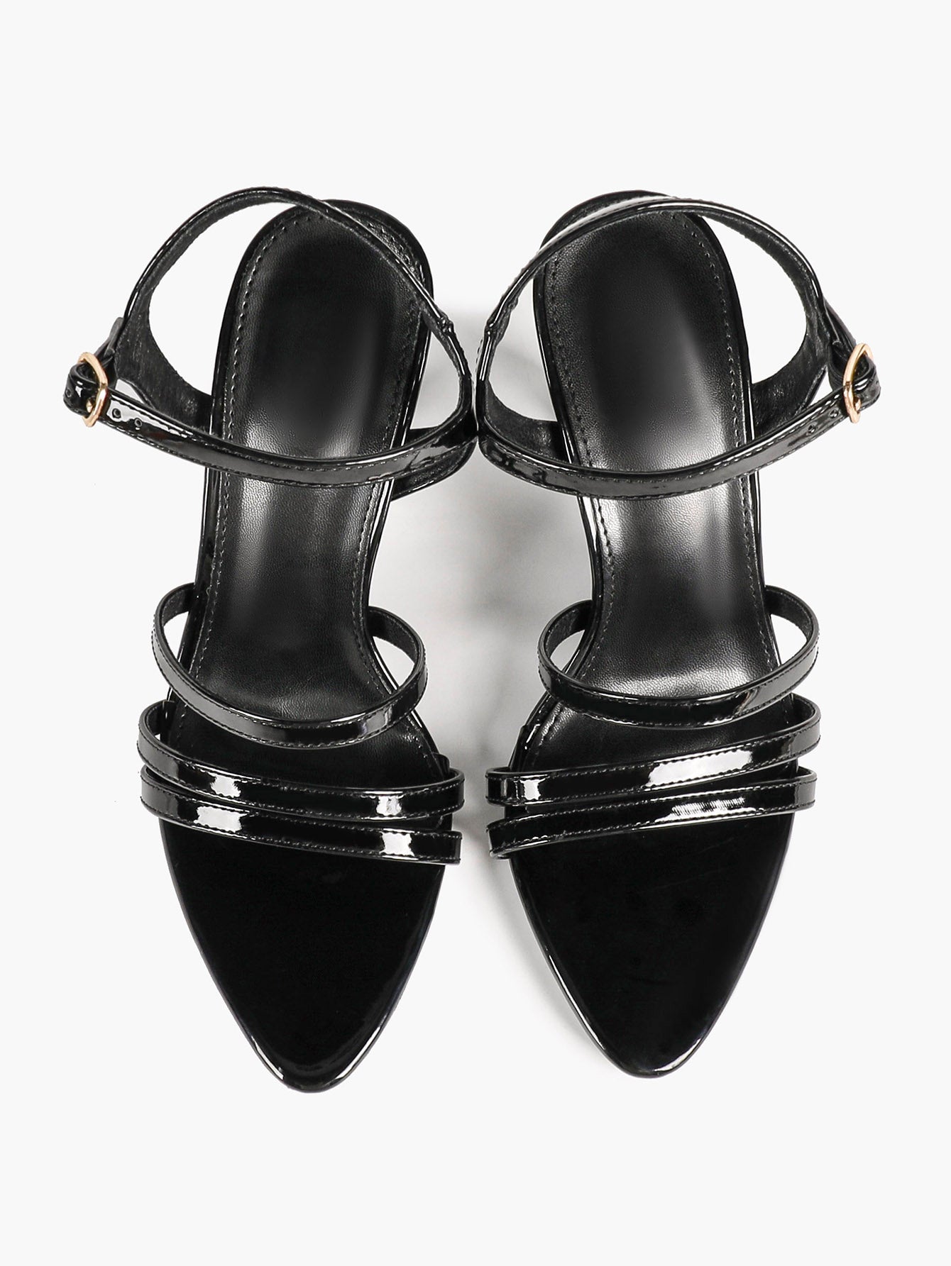 Women's Black Multi‑Strap Ankle Strap Sandals Stiletto High Heels Elegant Dress Shoes for Party Date Night