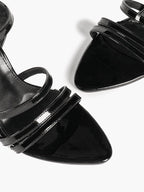 Women's Black Multi‑Strap Ankle Strap Sandals Stiletto High Heels Elegant Dress Shoes for Party Date Night