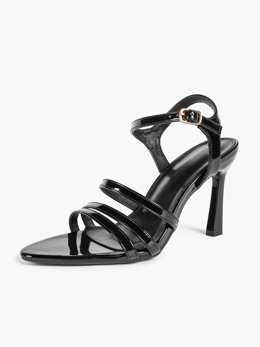Women's Black Multi‑Strap Ankle Strap Sandals Stiletto High Heels Elegant Dress Shoes for Party Date Night
