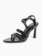 Women's Black Multi‑Strap Ankle Strap Sandals Stiletto High Heels Elegant Dress Shoes for Party Date Night