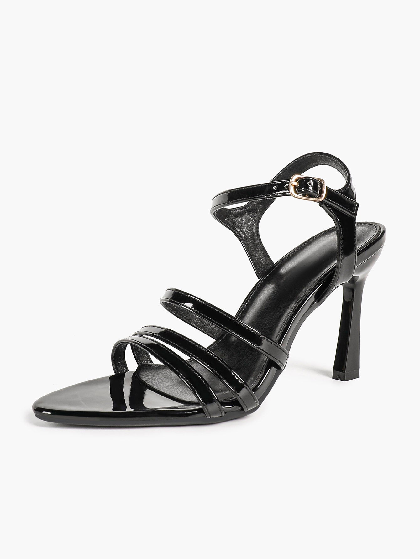 Women's Black Multi‑Strap Ankle Strap Sandals Stiletto High Heels Elegant Dress Shoes for Party Date Night