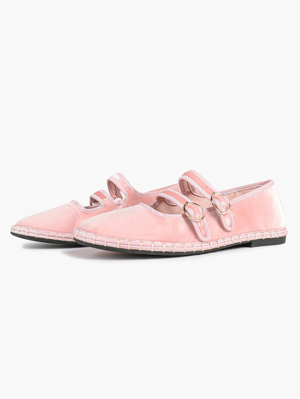 Women's Black Velvet Double-Strap Mary Jane Flats Pointed Toe Slip On Shoes Casual Shoes ISHIFIVAN