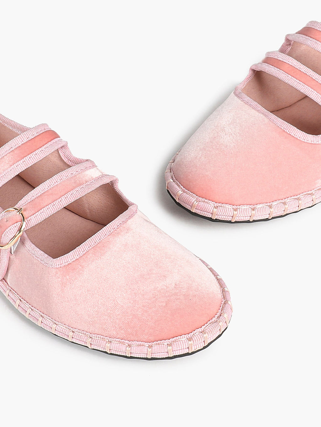 Women's Black Velvet Double-Strap Mary Jane Flats Pointed Toe Slip On Shoes Casual Shoes ISHIFIVAN