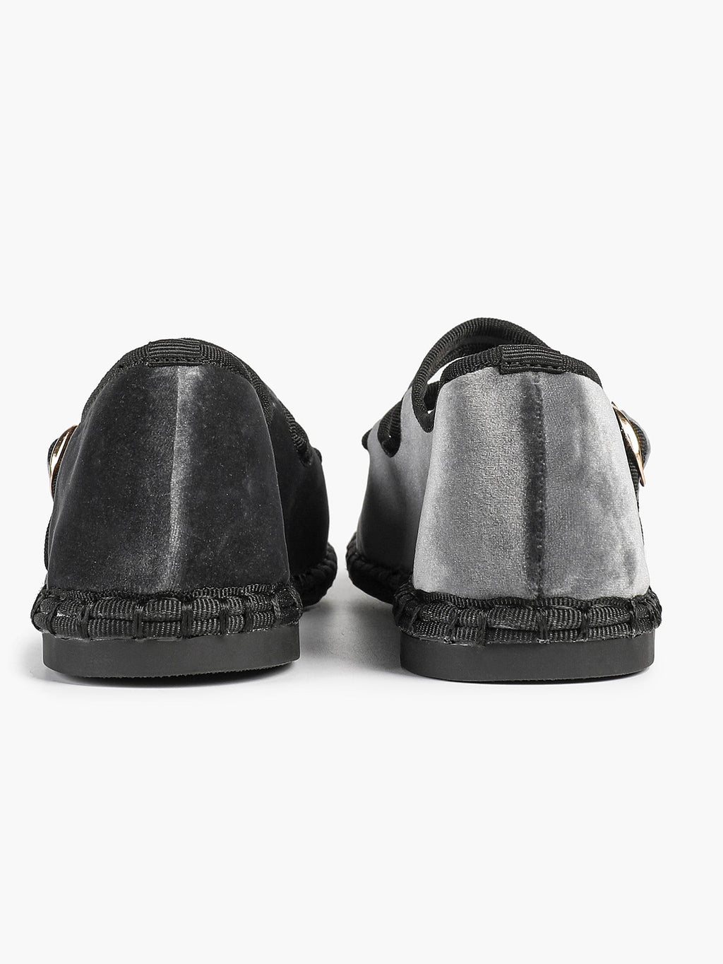 Women's Black Velvet Double-Strap Mary Jane Flats Pointed Toe Slip On Shoes Casual Shoes ISHIFIVAN