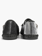 Women's Black Velvet Double-Strap Mary Jane Flats Pointed Toe Slip On Shoes Casual Shoes ISHIFIVAN