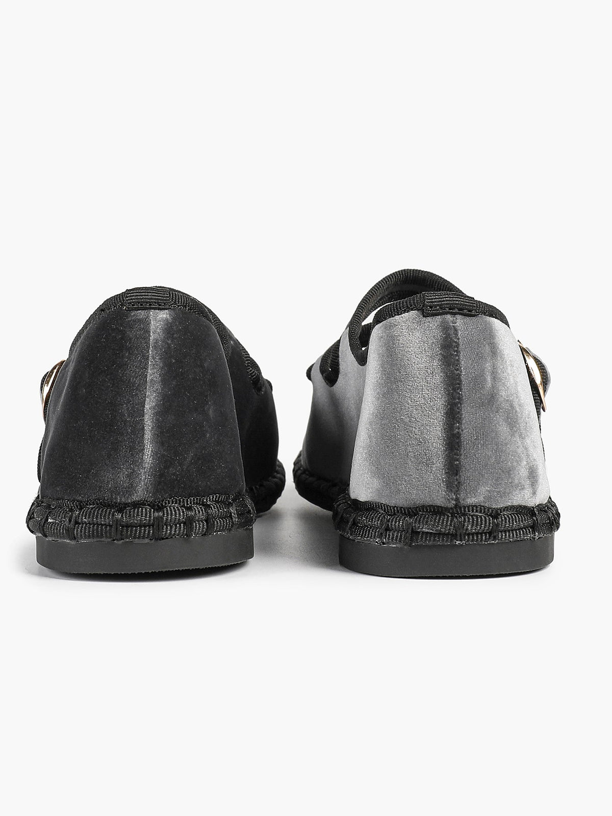 Women's Black Velvet Double-Strap Mary Jane Flats Pointed Toe Slip On Shoes Casual Shoes ISHIFIVAN