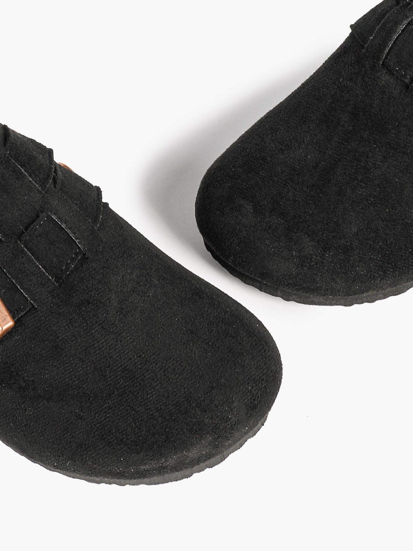 Black Suede Double Buckle Clogs Adjustable Casual Slip-On Birkenstock-Style Shoes