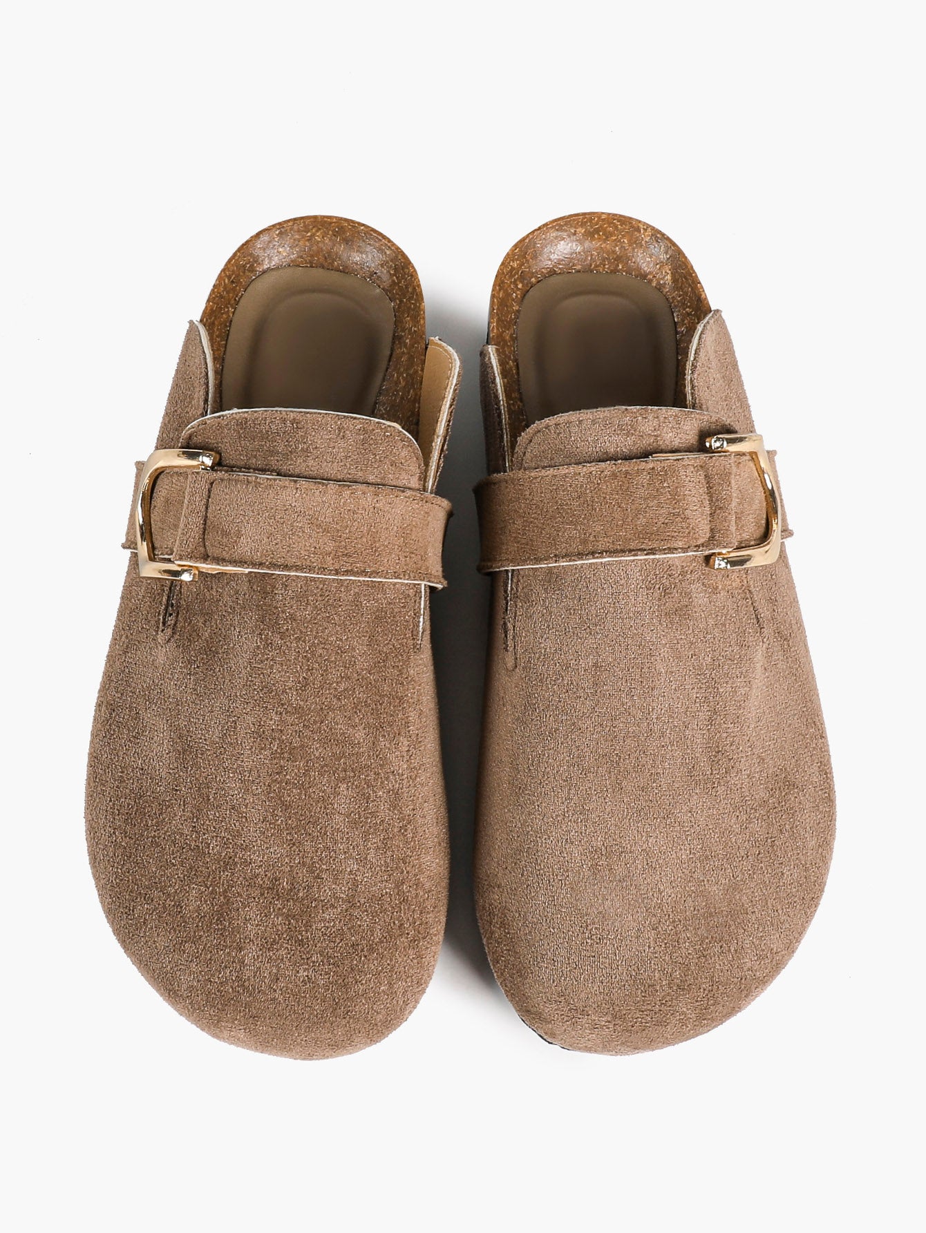 Casual Taupe Suede Clogs Slip-On Birkenstock-Style Mules for Weekend Trips