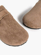 Casual Taupe Suede Clogs Slip-On Birkenstock-Style Mules for Weekend Trips