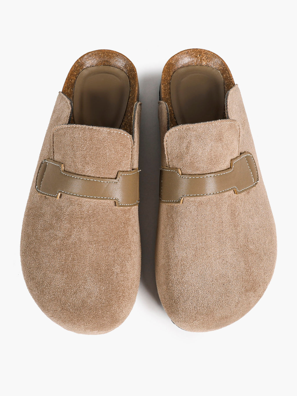 Women's Suede Slip-On Clogs Leather Strap Flat Mules Casual Shoes for Daily Travel