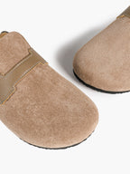 Women's Suede Slip-On Clogs Leather Strap Flat Mules Casual Shoes for Daily Travel