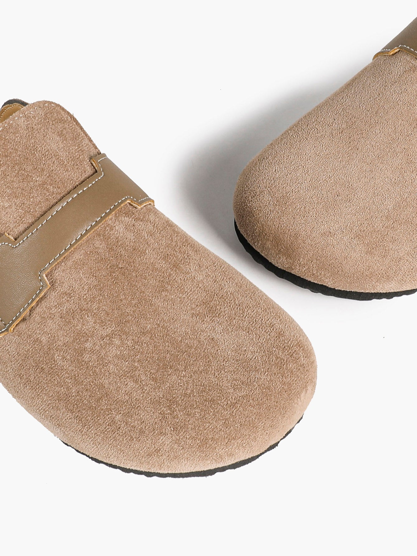 Women's Suede Slip-On Clogs Leather Strap Flat Mules Casual Shoes for Daily Travel