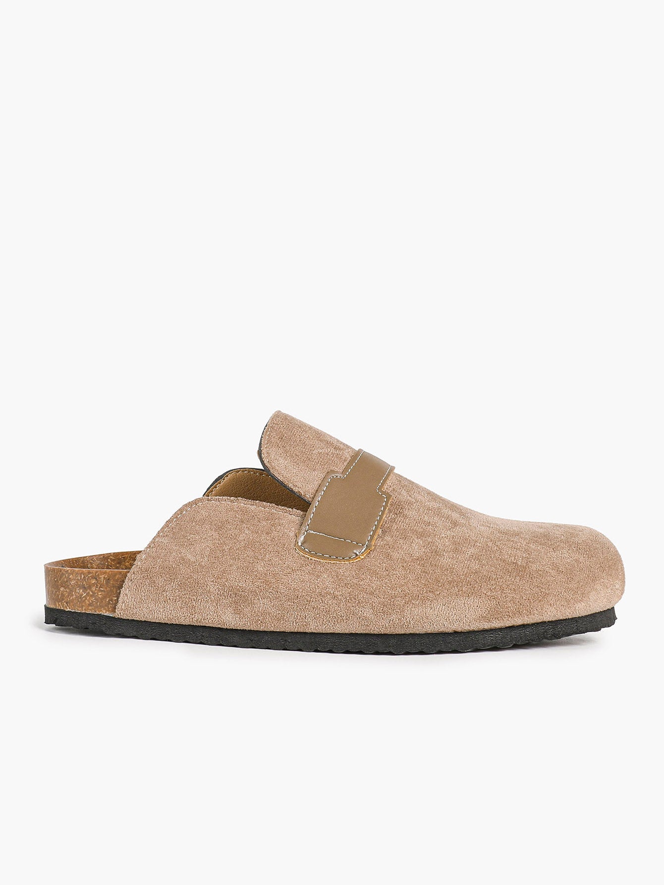 Women's Suede Slip-On Clogs Leather Strap Flat Mules Casual Shoes for Daily Travel