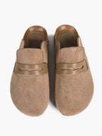 Women's Brown Suede Clogs Casual Slip-On Birkenstock-Style Casual Shoes