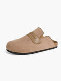 Women's Brown Suede Clogs Casual Slip-On Birkenstock-Style Casual Shoes