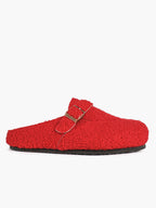 Women's Fuzzy Felt Clogs Adjustable Buckle Slip-On Mules Flat Shoes for Indoor, Outdoor Casual Wear