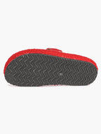 Women's Fuzzy Felt Clogs Adjustable Buckle Slip-On Mules Flat Shoes for Indoor, Outdoor Casual Wear