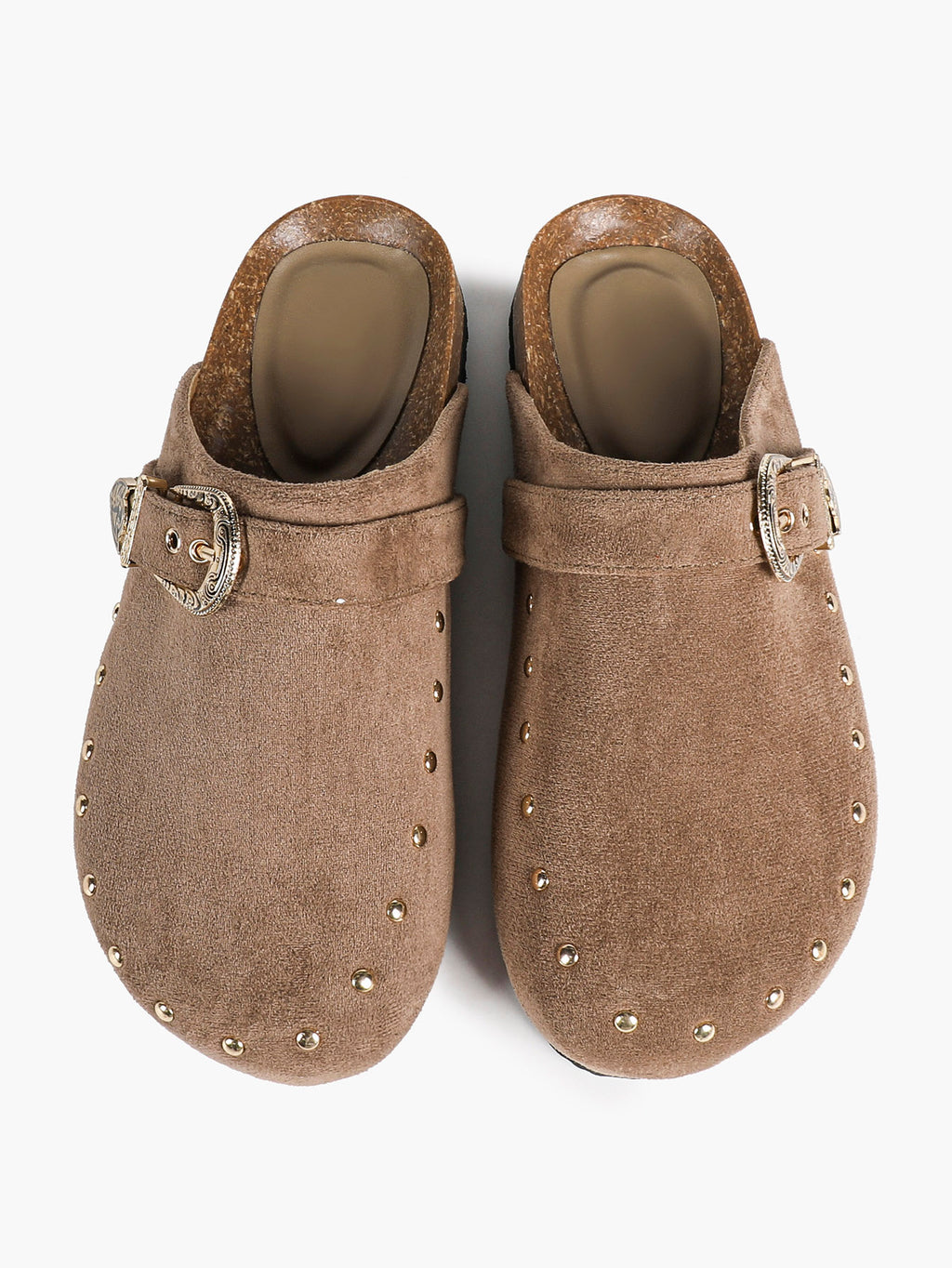 Women's Western Studded Suede Clogs Adjustable Ornate Buckle Slip-On Mules Casual Streetwear Shoes