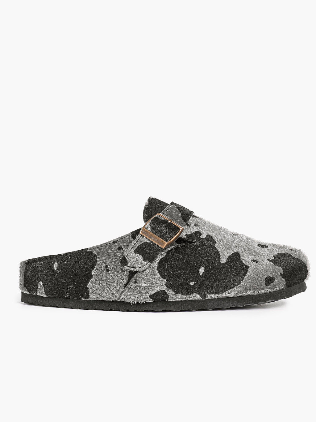 Women's Fuzzy Felt Clogs Adjustable Buckle Slip-On Mules Flat Shoes for Indoor, Outdoor Casual Wear