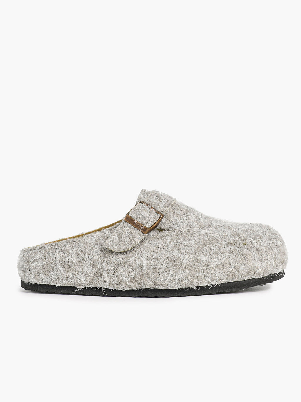 Women's Fuzzy Felt Clogs Adjustable Buckle Slip-On Mules Flat Shoes for Indoor, Outdoor Casual Wear