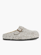 Women's Fuzzy Felt Clogs Adjustable Buckle Slip-On Mules Flat Shoes for Indoor, Outdoor Casual Wear