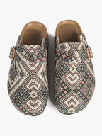 Bohemian Print Fabric Clogs Adjustable Buckle Casual Slip-On Birkenstock-Style Shoes