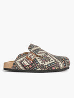 Bohemian Print Fabric Clogs Adjustable Buckle Casual Slip-On Birkenstock-Style Shoes
