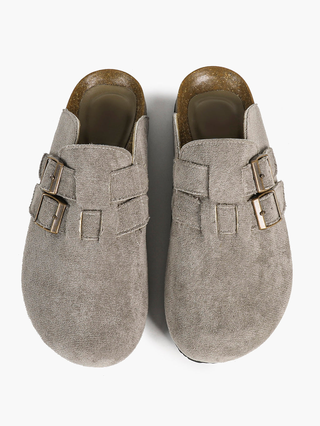 Black Suede Double Buckle Clogs Adjustable Casual Slip-On Birkenstock-Style Shoes