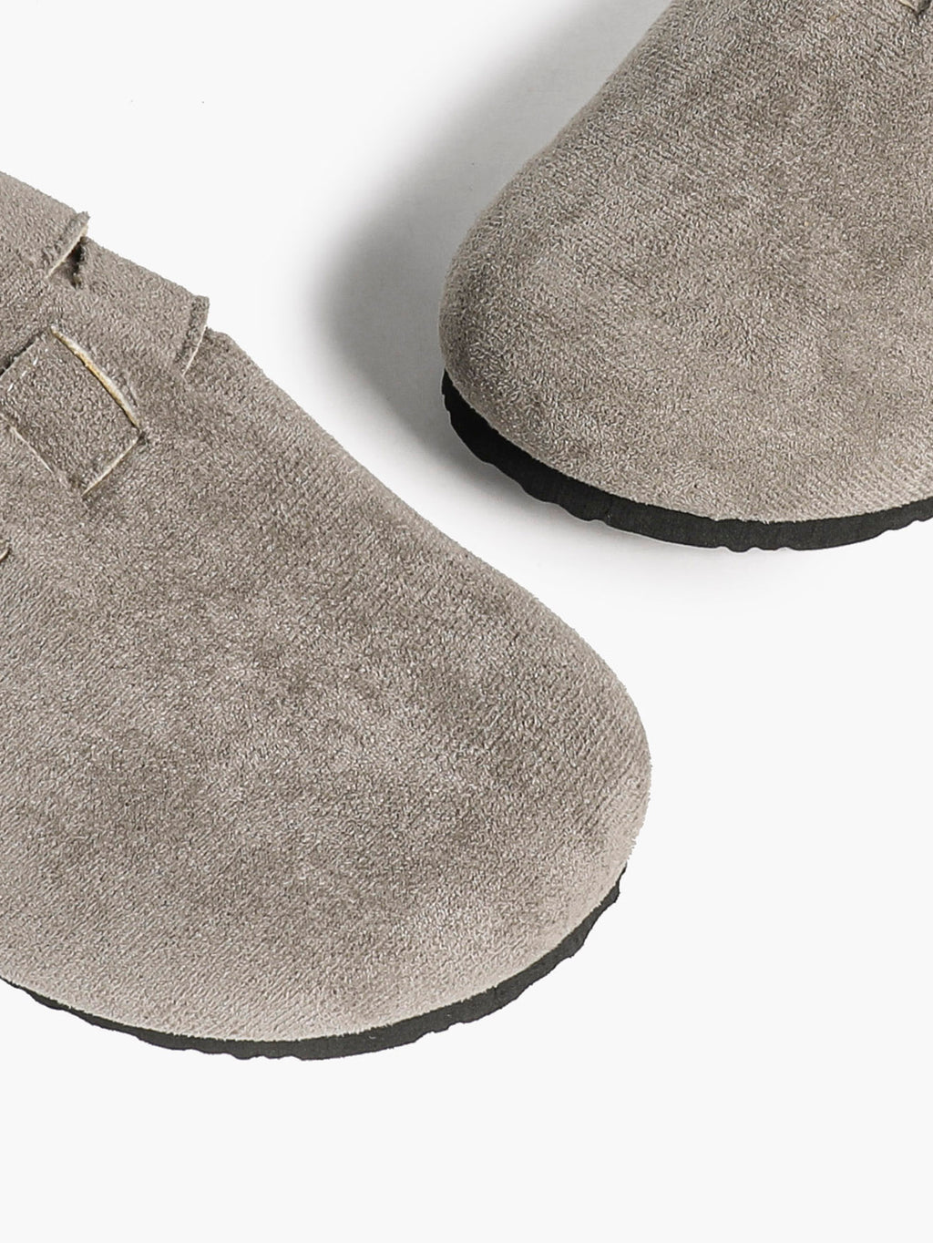 Black Suede Double Buckle Clogs Adjustable Casual Slip-On Birkenstock-Style Shoes