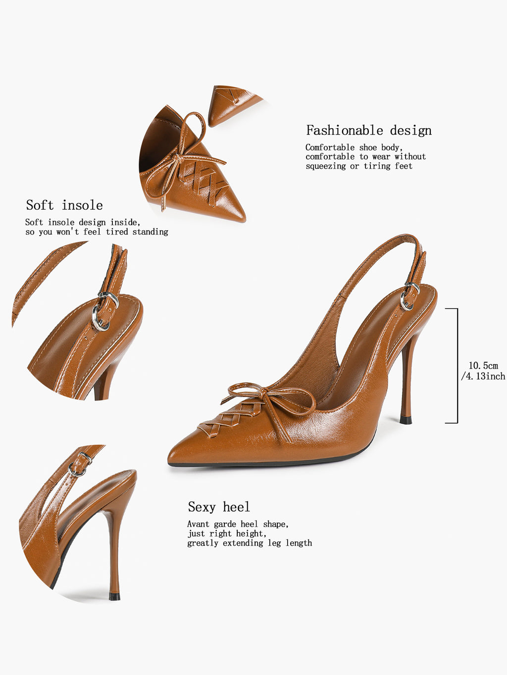 White Patent Leather Bow Slingback Heels Pointed Toe Stilettos Bridal Office