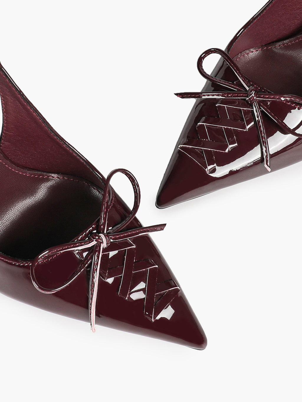 White Patent Leather Bow Slingback Heels Pointed Toe Stilettos Bridal Office