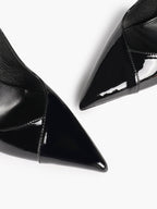 Women's Black Slingback Heels Pointed Toe Gold Buckle Stilettos Office Meeting Formal Evening Pumps